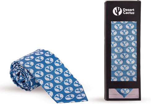 Desert Cactus Brigham Young University Neck Tie BYU Cougars 100% Polyester Necktie with Logo, Officially Licensed (Style B) in Saudi Arabia