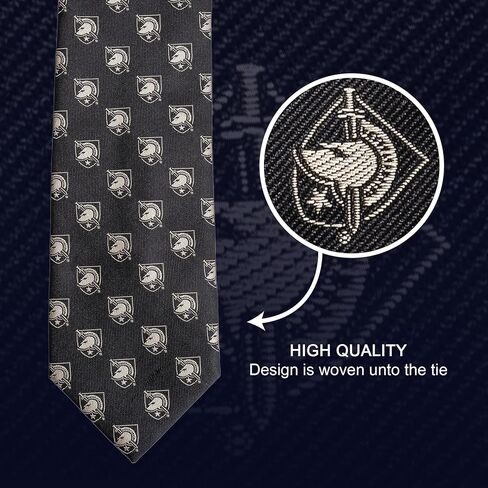 Desert Cactus United States Military Academy Neck Tie USMA (Army West Point) SUMA Black Knights Army 100% Polyester Necktie with Logo, Officially Licensed (Style B) in Saudi Arabia