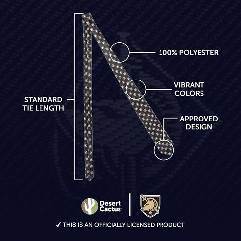 Desert Cactus United States Military Academy Neck Tie USMA (Army West Point) SUMA Black Knights Army 100% Polyester Necktie with Logo, Officially Licensed (Style B) in Saudi Arabia