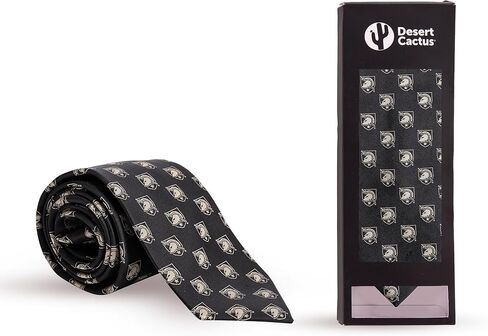 Desert Cactus United States Military Academy Neck Tie USMA (Army West Point) SUMA Black Knights Army 100% Polyester Necktie with Logo, Officially Licensed (Style B) in Saudi Arabia