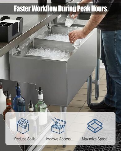 قسم صندوق الثلج التجاري من الفولاذ المقاوم للصدأ مقاس 12 بوصة ارتفاع - 14.5 بوصة طول × 5 بوصة عمق مقسم 304 عالي التحمل، منظم قابل للإزالة لصندوق الثلج والبار وثلاجة المطعم in Kuwait