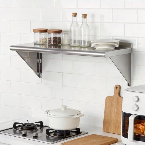 APLSS NSF All 430 رف جداري من الفولاذ المقاوم للصدأ مقاس 14 × 36 بوصة 230 رطل، رف تثبيت عائم للاستخدام التجاري والسكني in Saudi Arabia