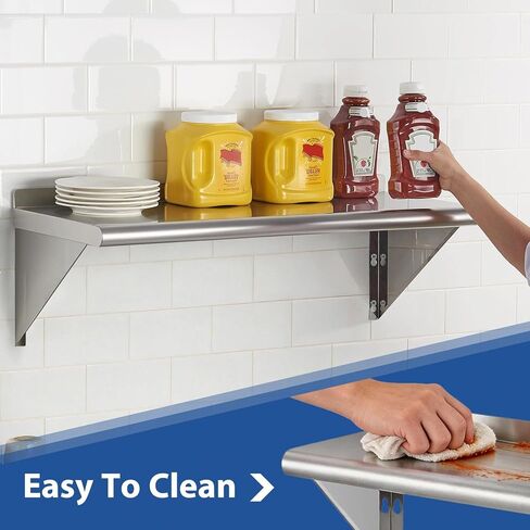 APLSS NSF All 430 رف جداري من الفولاذ المقاوم للصدأ مقاس 14 × 36 بوصة 230 رطل، رف تثبيت عائم للاستخدام التجاري والسكني in Saudi Arabia