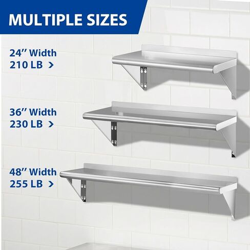 APLSS NSF All 430 رف جداري من الفولاذ المقاوم للصدأ مقاس 14 × 36 بوصة 230 رطل، رف تثبيت عائم للاستخدام التجاري والسكني in Saudi Arabia