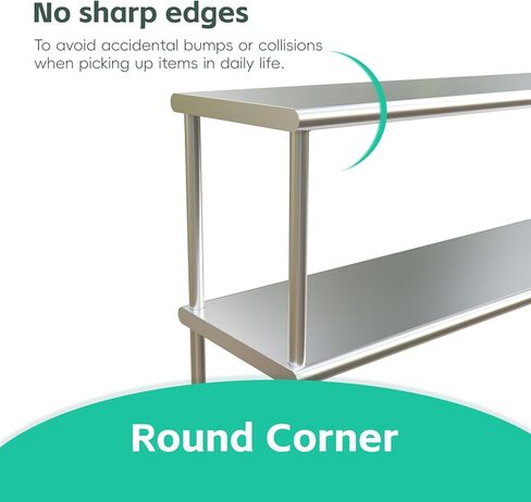 STABLEINK NSF Stainless Steel Double Overshelf for Prep & Work Table 12x36 Inches, 2 Tier Rack Shelves for Commercial Restaurant, Home Kitchen, Laundry and Garage in Saudi Arabia