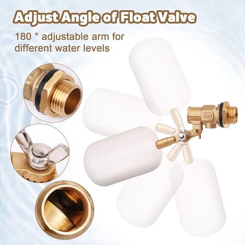 صمام تعويم المياه 1/2 بوصة، صمام كروي نحاسي عائم مع ذراع قابل للتعديل، تعبئة تلقائية وصمام التحكم في مستوى المياه لحوض المياه والنوافير وخزان المياه والبرك وحمام السباحة وأحواض السمك in Kuwait