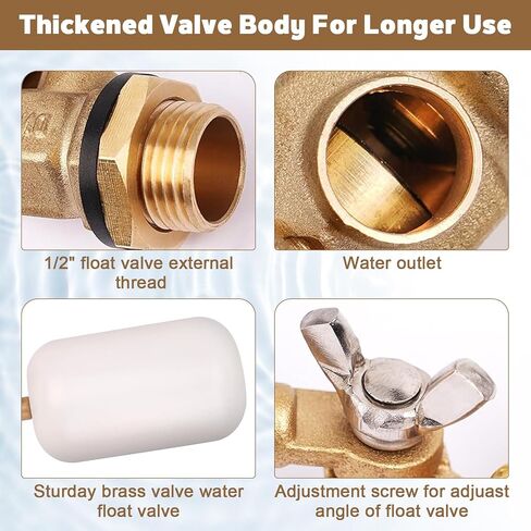 صمام تعويم المياه 1/2 بوصة، صمام كروي نحاسي عائم مع ذراع قابل للتعديل، تعبئة تلقائية وصمام التحكم في مستوى المياه لحوض المياه والنوافير وخزان المياه والبرك وحمام السباحة وأحواض السمك in Kuwait