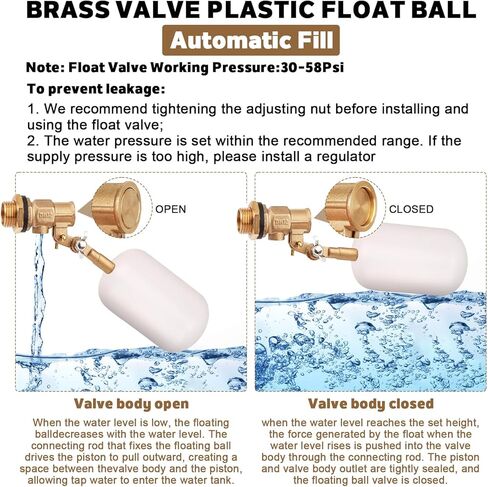 صمام تعويم المياه 1/2 بوصة، صمام كروي نحاسي عائم مع ذراع قابل للتعديل، تعبئة تلقائية وصمام التحكم في مستوى المياه لحوض المياه والنوافير وخزان المياه والبرك وحمام السباحة وأحواض السمك in Kuwait