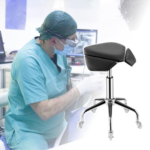Saddle Office Chair for Dental Hygienist, Height Liftable Rolling Chair with Ergonomic Cushion, Comfortable Saddle Stool for Healthy Posture (Color : Dark Gray) in Saudi Arabia