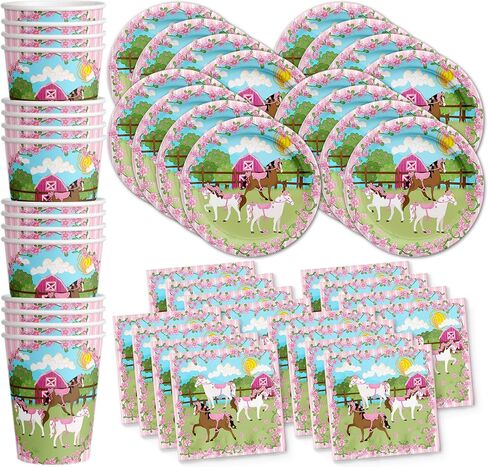 Birthday Galore Pink Little Dino Girl Dinosaur Party Supplies, 16 Sets of Plates, Napkins, Cups for Birthday, Kit for 16, Pink in Saudi Arabia