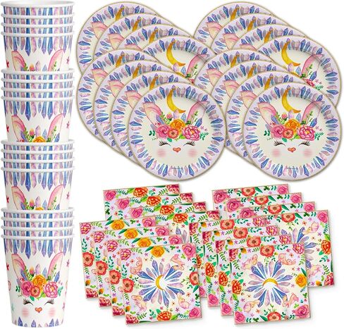 Birthday Galore Pink Little Dino Girl Dinosaur Party Supplies, 16 Sets of Plates, Napkins, Cups for Birthday, Kit for 16, Pink in Saudi Arabia