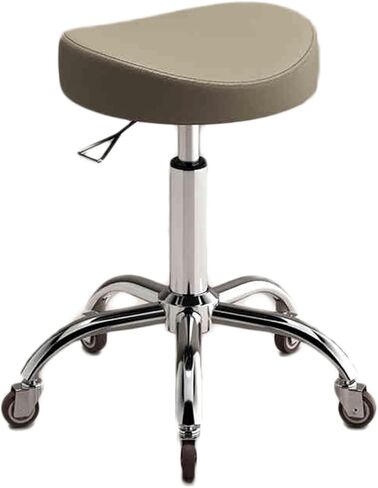 Rolling Swivel Saddle Stool Adjustable Height 40-58 cm, Heavy Duty Metal Base, Ergonomic Rolling Chair for Dental Stylists Tattoo Artists(Light Brown) in Saudi Arabia
