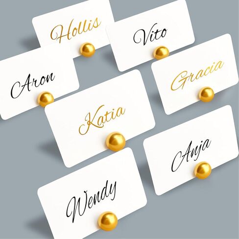 24pcs Pearl Place Card Holders Bulk Elegant Table Name Card Holders for Wedding, Buffet Food Labels, Party Seating Display, Name Tag (Gold Pearl) in Saudi Arabia