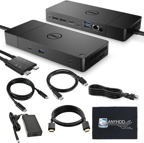 Dell WD19DC Performance Docking Station USB-C مع محول الطاقة 240W (توصيل الطاقة 210W) + كابل HDMI + كابل منفذ العرض + كابل USB-C + قطعة قماش من الألياف الدقيقة (متجددة) in Kuwait