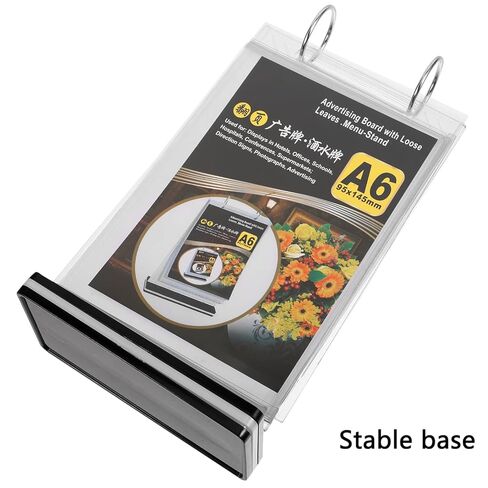 قطعتان من حامل قائمة الوجه للطاولة مع غلاف 6 صفحات، حامل عرض رأسي لافتات الطاولة مقاس 4 بوصات × 6 بوصات مع قاعدة، رف ملصقات دوارة من مادة PVC الأكريليك، للصور والمطاعم والبار ومعرض الوظائف in Kuwait