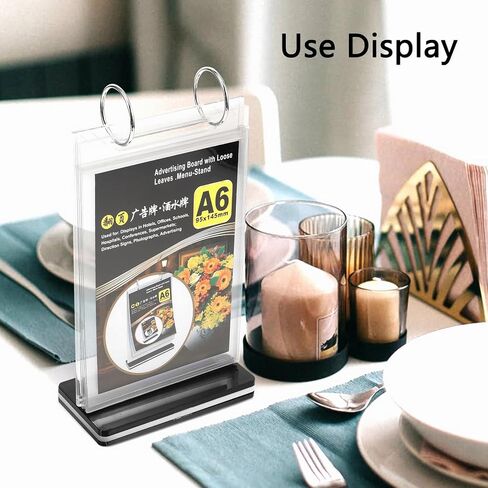 قطعتان من حامل قائمة الوجه للطاولة مع غلاف 6 صفحات، حامل عرض رأسي لافتات الطاولة مقاس 4 بوصات × 6 بوصات مع قاعدة، رف ملصقات دوارة من مادة PVC الأكريليك، للصور والمطاعم والبار ومعرض الوظائف in Kuwait