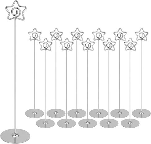 Urban Deco 12PK Table Number Holders 12 Inches Pentagram Place Card Holder Metal Table Card Holders, Picture Holders for Tables, Card Holder Stand for Wedding Décor-Gold in Saudi Arabia