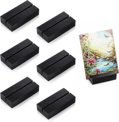 Wood Place Card Holders, 6 PCS Black Table Number Holders, Wood Stand for Wedding Party Events Exhibition Decoration Office Restaurant Business in Saudi Arabia