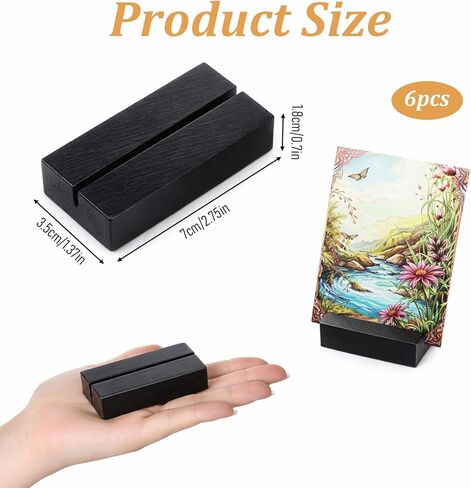 Wood Place Card Holders, 6 PCS Black Table Number Holders, Wood Stand for Wedding Party Events Exhibition Decoration Office Restaurant Business in Saudi Arabia