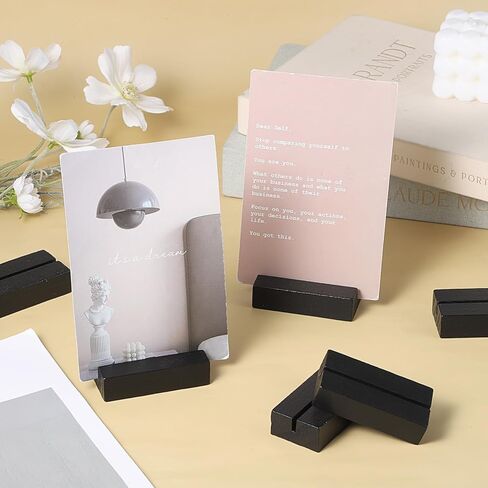 Wood Place Card Holders, 6 PCS Black Table Number Holders, Wood Stand for Wedding Party Events Exhibition Decoration Office Restaurant Business in Saudi Arabia