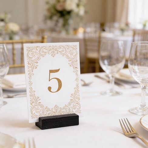 Wood Place Card Holders, 6 PCS Black Table Number Holders, Wood Stand for Wedding Party Events Exhibition Decoration Office Restaurant Business in Saudi Arabia