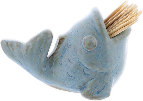 The Bridge Collection Whimsical Fish Toothpick Holder - Coastal Charm for Kitchen and Dining - Vintage Beach House Accent - Ocean Themed Kitchen Storage in Saudi Arabia