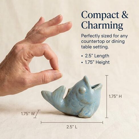 The Bridge Collection Whimsical Fish Toothpick Holder - Coastal Charm for Kitchen and Dining - Vintage Beach House Accent - Ocean Themed Kitchen Storage in Saudi Arabia