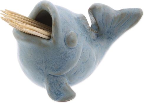 The Bridge Collection Whimsical Fish Toothpick Holder - Coastal Charm for Kitchen and Dining - Vintage Beach House Accent - Ocean Themed Kitchen Storage in Saudi Arabia