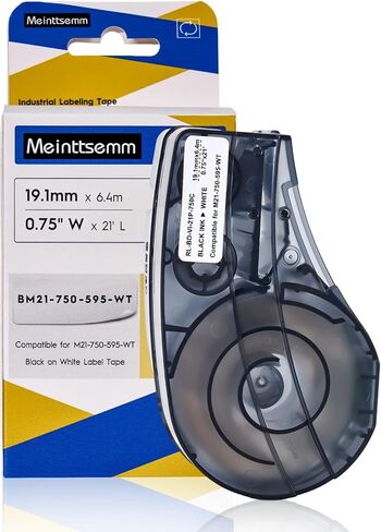 شريط ملصقات بديل متوافق مع Brady M21-750-595-WT | ملصقات الطابعة الداخلية/الخارجية المصنوعة من الفينيل مناسبة لجميع الأحوال الجوية | أسود على أبيض 0.75 بوصة × 21 بوصة | لطابعات M210 وM210-LAB وBMP21-PLUS وBMP21-LAB وM211 in Saudi Arabia