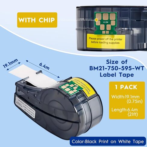 شريط ملصقات بديل متوافق مع Brady M21-750-595-WT | ملصقات الطابعة الداخلية/الخارجية المصنوعة من الفينيل مناسبة لجميع الأحوال الجوية | أسود على أبيض 0.75 بوصة × 21 بوصة | لطابعات M210 وM210-LAB وBMP21-PLUS وBMP21-LAB وM211 in Saudi Arabia