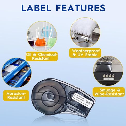 شريط ملصقات بديل متوافق مع Brady M21-750-595-WT | ملصقات الطابعة الداخلية/الخارجية المصنوعة من الفينيل مناسبة لجميع الأحوال الجوية | أسود على أبيض 0.75 بوصة × 21 بوصة | لطابعات M210 وM210-LAB وBMP21-PLUS وBMP21-LAB وM211 in Saudi Arabia