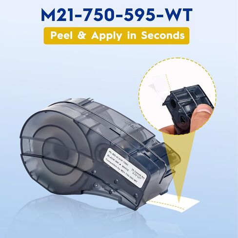 شريط ملصقات بديل متوافق مع Brady M21-750-595-WT | ملصقات الطابعة الداخلية/الخارجية المصنوعة من الفينيل مناسبة لجميع الأحوال الجوية | أسود على أبيض 0.75 بوصة × 21 بوصة | لطابعات M210 وM210-LAB وBMP21-PLUS وBMP21-LAB وM211 in Saudi Arabia