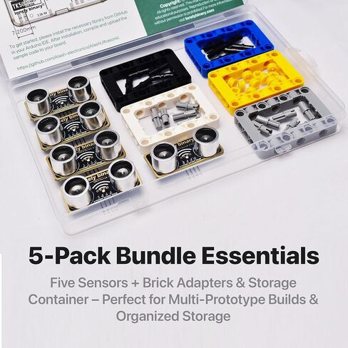 5 عبوات من مستشعر المسافة بالموجات فوق الصوتية - الإصدار الذهبي - يدعم 4 أوضاع (I2C، UART، 1-Wire، GPIO) HC-SR04 متوافق مع مشاريع Arduino وRaspberry Pi وESP32 in Kuwait