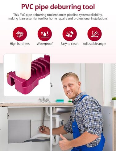 9In1 PVC Pipe Deburring Tool with Adjustable Chamfer Depth, PVC Pipe Chamfer Tool for 0.5"-4" Plastic Pipes (PVC/CPVC/ABS/PP/PE), PVC Pipe Reamer for Leak-Free Connections in Kuwait