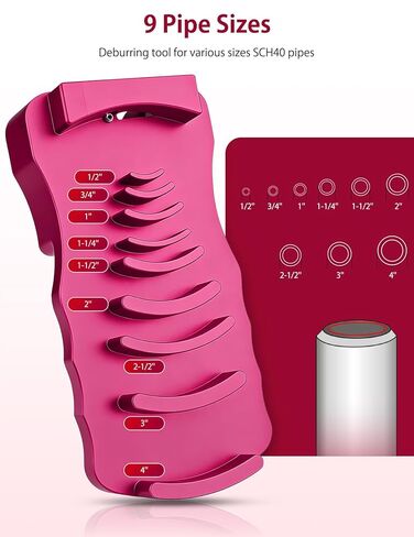 9In1 PVC Pipe Deburring Tool with Adjustable Chamfer Depth, PVC Pipe Chamfer Tool for 0.5"-4" Plastic Pipes (PVC/CPVC/ABS/PP/PE), PVC Pipe Reamer for Leak-Free Connections in Kuwait