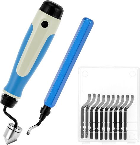 QWORK Hand Deburring Tool Kit with 10 Rotary Blades & Countersink Blade, Burr Remover Hand Tool for Plastic, Soft Metals, Wood, Steel in Saudi Arabia