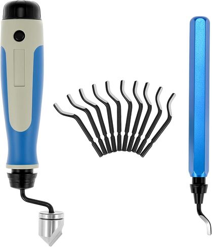 QWORK Hand Deburring Tool Kit with 10 Rotary Blades & Countersink Blade, Burr Remover Hand Tool for Plastic, Soft Metals, Wood, Steel in Saudi Arabia
