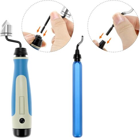 QWORK Hand Deburring Tool Kit with 10 Rotary Blades & Countersink Blade, Burr Remover Hand Tool for Plastic, Soft Metals, Wood, Steel in Saudi Arabia
