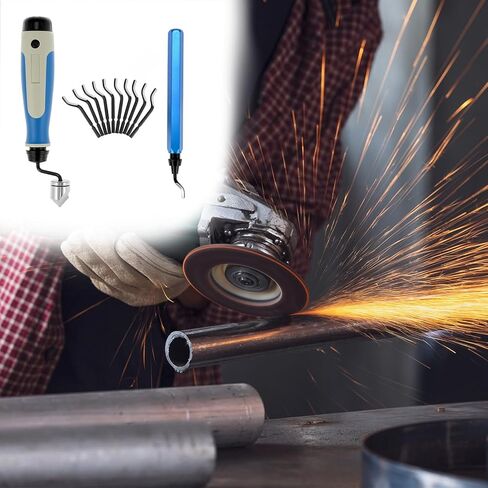 QWORK Hand Deburring Tool Kit with 10 Rotary Blades & Countersink Blade, Burr Remover Hand Tool for Plastic, Soft Metals, Wood, Steel in Saudi Arabia