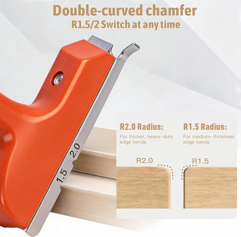 ماكينة تشذيب حواف 3 في 1 مع شفرتين بديلتين وحجر شحذ، قاطع حواف يدوي لـ 0.3-2 مم من مادة ABS وPVC، أداة شطب R1.5/R2 للحواف المستقيمة والخارجية المنحنية in Kuwait