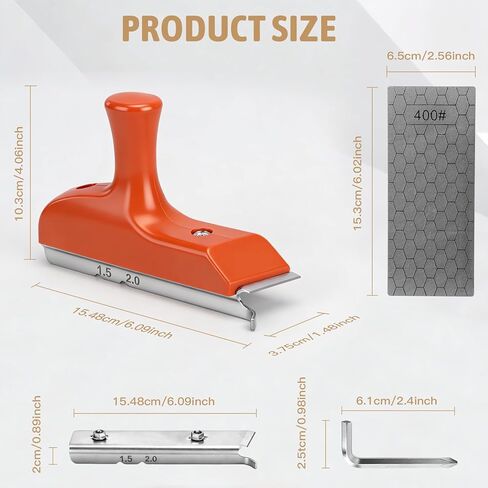ماكينة تشذيب حواف 3 في 1 مع شفرتين بديلتين وحجر شحذ، قاطع حواف يدوي لـ 0.3-2 مم من مادة ABS وPVC، أداة شطب R1.5/R2 للحواف المستقيمة والخارجية المنحنية in Kuwait