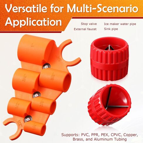 3PCS Pipe Deburring Tool Kit with 1/4'' to 1'' Depth Gauge and 2Pcs 1/8'' to 1-5/8'' Inner/Outer Reamer Tubing Chamfer Tool for Copper PVC PEX PPR CPVC PERT Brass Aluminum in Saudi Arabia