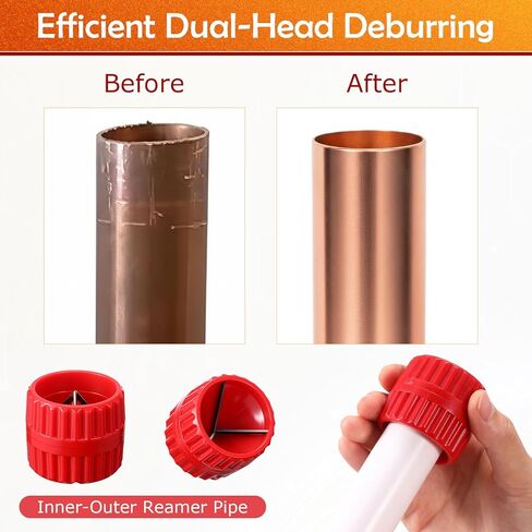 3PCS Pipe Deburring Tool Kit with 1/4'' to 1'' Depth Gauge and 2Pcs 1/8'' to 1-5/8'' Inner/Outer Reamer Tubing Chamfer Tool for Copper PVC PEX PPR CPVC PERT Brass Aluminum in Saudi Arabia