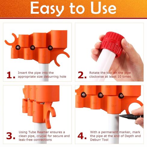 3PCS Pipe Deburring Tool Kit with 1/4'' to 1'' Depth Gauge and 2Pcs 1/8'' to 1-5/8'' Inner/Outer Reamer Tubing Chamfer Tool for Copper PVC PEX PPR CPVC PERT Brass Aluminum in Saudi Arabia