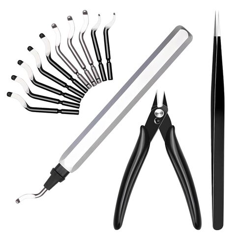 13pcs Deburring Tool with 10 High Speed Steel Blades, Deburring Tool 3D Printing with Micro Cutter Tweezers Deburrin Tool Set for Resin Plastic Metal in Kuwait