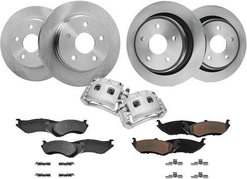 Detroit Axle - Brake Kit for 05-08 Chevy GMC Silverado Sierra 1500 Front Disc Brake Rotors Ceramic Brakes Pads Replacement 2005 2006 2007 2008 Rear Brake Drums Brake Shoes in Saudi Arabia