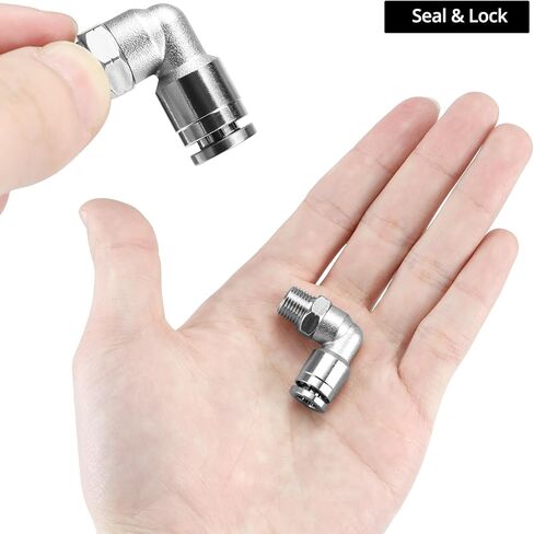 QWORK 1/4" Tube OD x 1/8" NPT Thread Push-to-Connect Fitting, Nickel-Plated Brass Push-In Connector for Air, Vacuum, and Water Systems in Saudi Arabia