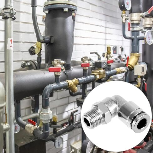 QWORK 1/4" Tube OD x 1/8" NPT Thread Push-to-Connect Fitting, Nickel-Plated Brass Push-In Connector for Air, Vacuum, and Water Systems in Saudi Arabia