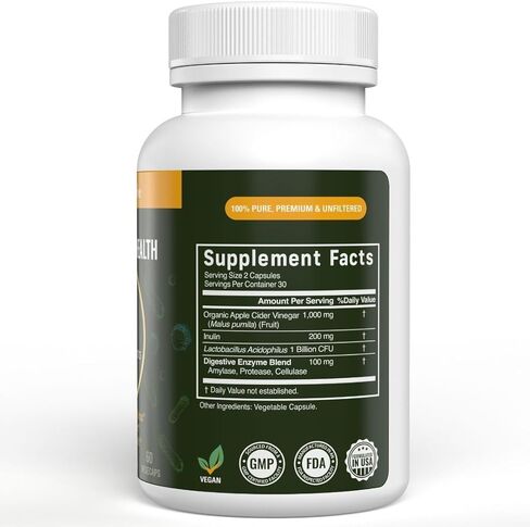 Vital Gut Health 4in1 Formula with Apple Cider Vinegar, Prebiotics & Probiotics, Digestive Enzymes for Strong Immunity Support and Complete Gut and Digestion Support- 30 Days Supply in Kuwait