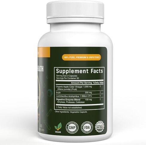 Vital Gut Health 4in1 Formula with Apple Cider Vinegar, Prebiotics & Probiotics, Digestive Enzymes for Strong Immunity Support and Complete Gut and Digestion Support- 30 Days Supply in Kuwait